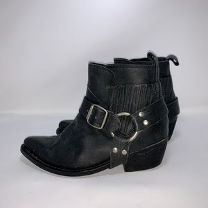 Jeffrey Campbell Black Leather Western Ankle Boots